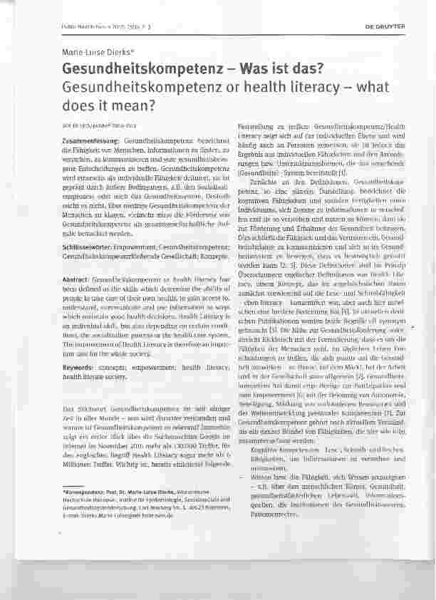 Vorschauseite 1: Gesundheitskompetenz Was ist das? Gesundheitskompetenz or health literacy what does it mean?