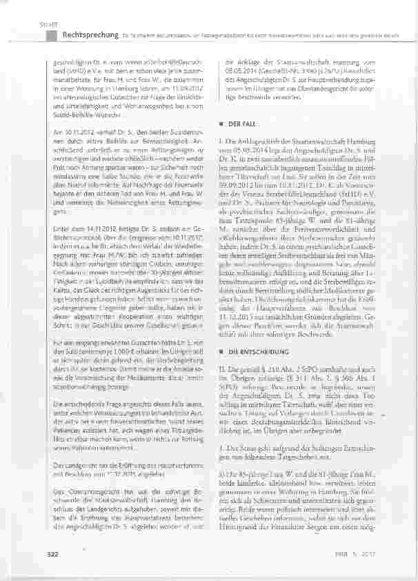 Vorschauseite 2: Zur Strafbarkeit des Unterlassens von Rettungsmaßnahmen bei einem freiverantwortlichenSuizid nach zuvor aktiv geleisteter Beihilfe