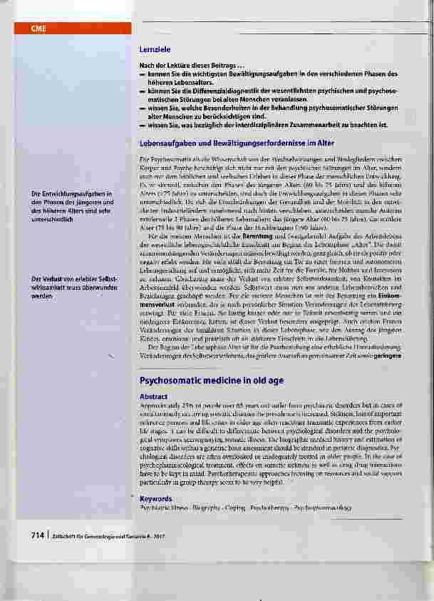 Vorschauseite 2: Psychosomatik im Alter