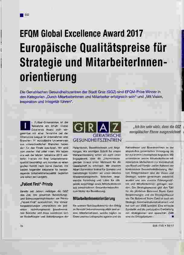 Vorschauseite 1: Europäische Qualitätspreise für Strategie und Mitarbeiterinnenorientierung