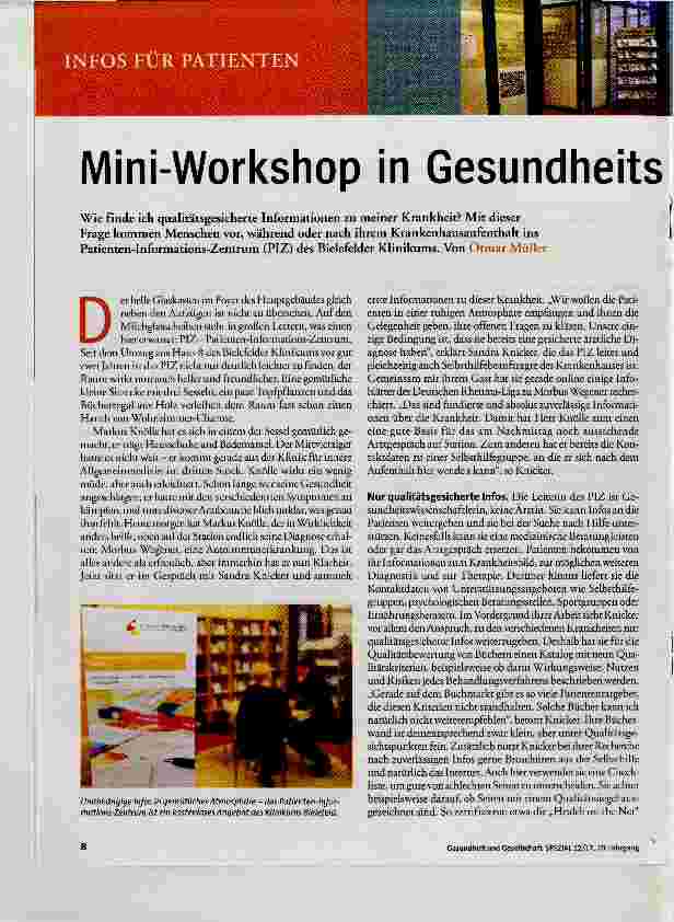 Vorschauseite 1: Mini-Workshop in Gesundheitskompetenz