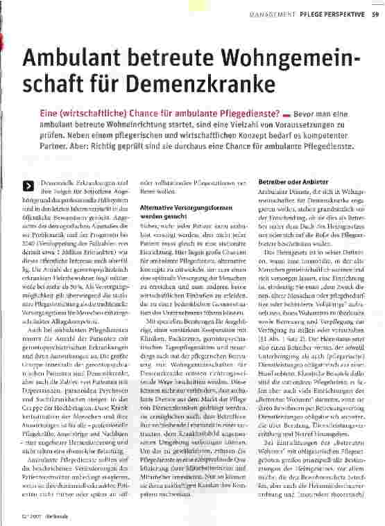 Vorschauseite 1: Ambulant betreute Wohngemein schaft für Demenzkranke