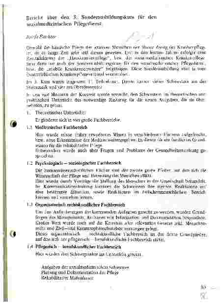 Vorschauseite 1: Bericht über den 3. Sonderausbildungskurs für den sozialmedizinischen Pflegedienst