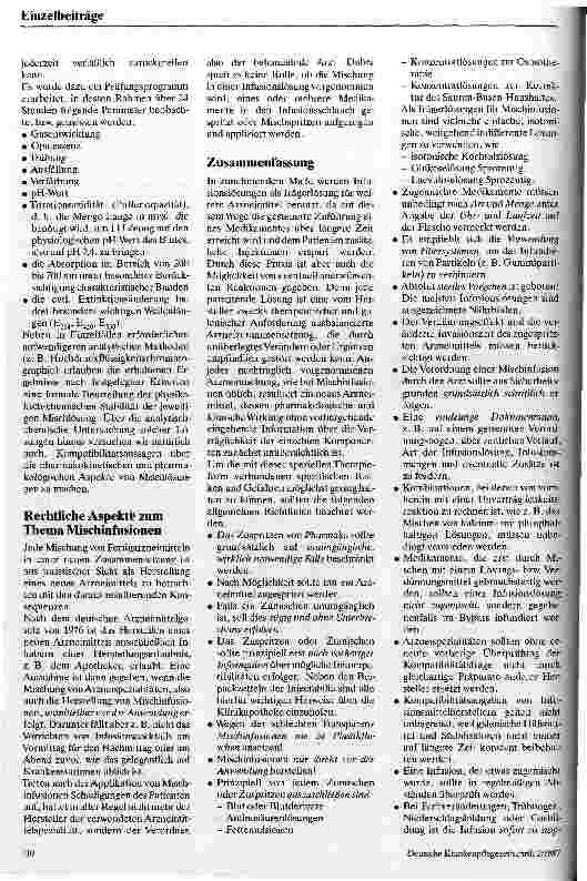 Vorschauseite 6: Infusionscocktails Die Zumischung von Medikamenten zu Infusionslösungen