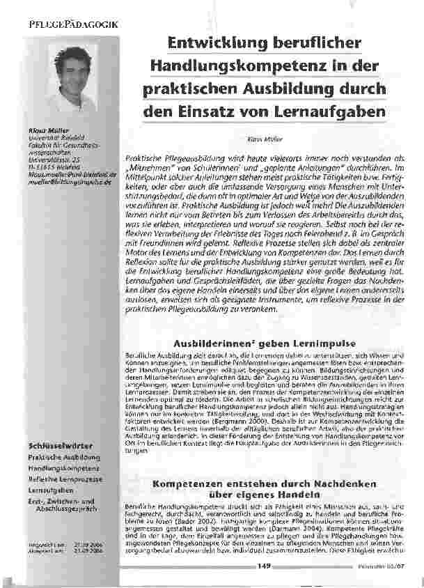Vorschauseite 1: Entwicklung beruflicher Handlungskompetenz in derpraktischen Ausbildung durch den Einsatz von Lernaufgaben