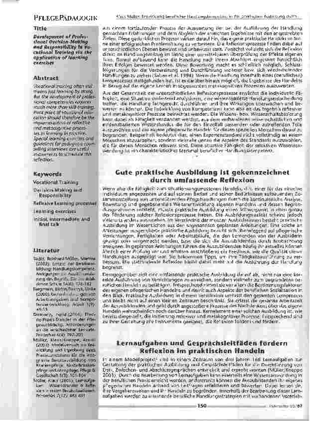 Vorschauseite 2: Entwicklung beruflicher Handlungskompetenz in derpraktischen Ausbildung durch den Einsatz von Lernaufgaben