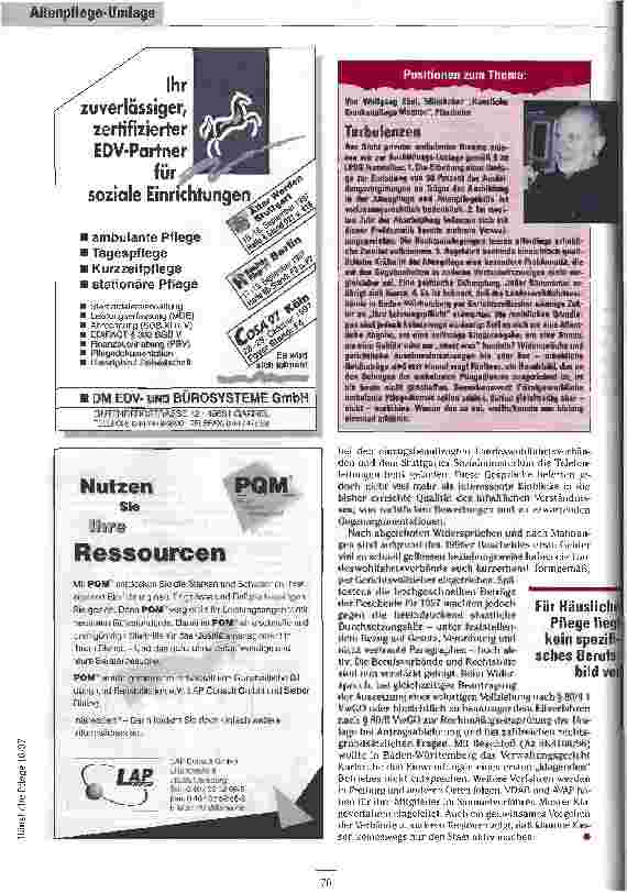 Vorschauseite 5: Klamme Kassen machen mobil Die Altenpflege-Umlage in der Diskussion