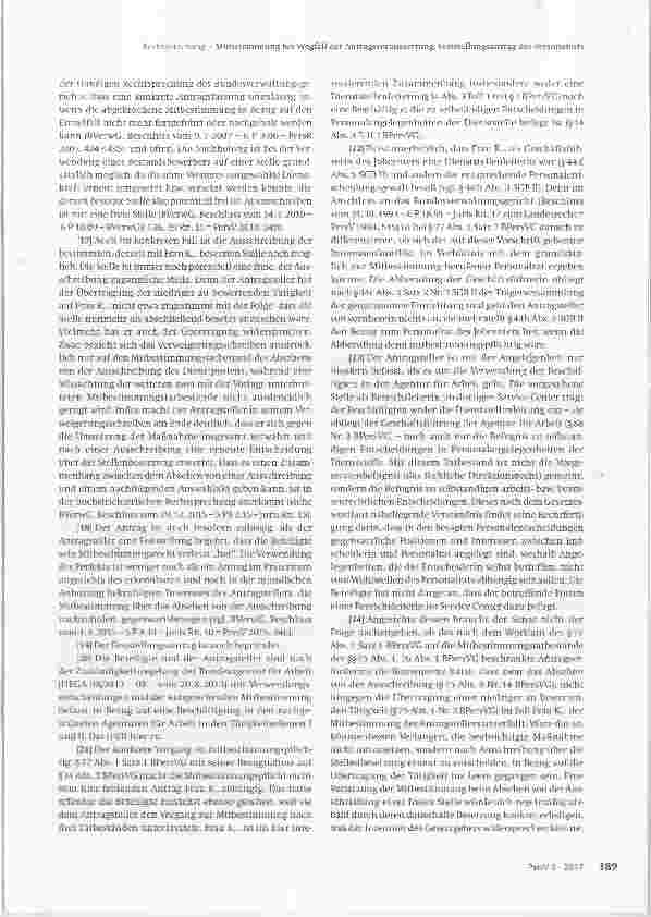Vorschauseite 2: a)Mitbestimmung bei Wegfall der Antragsvoraussetzung b)Feststeilungsantrag des Personalrats