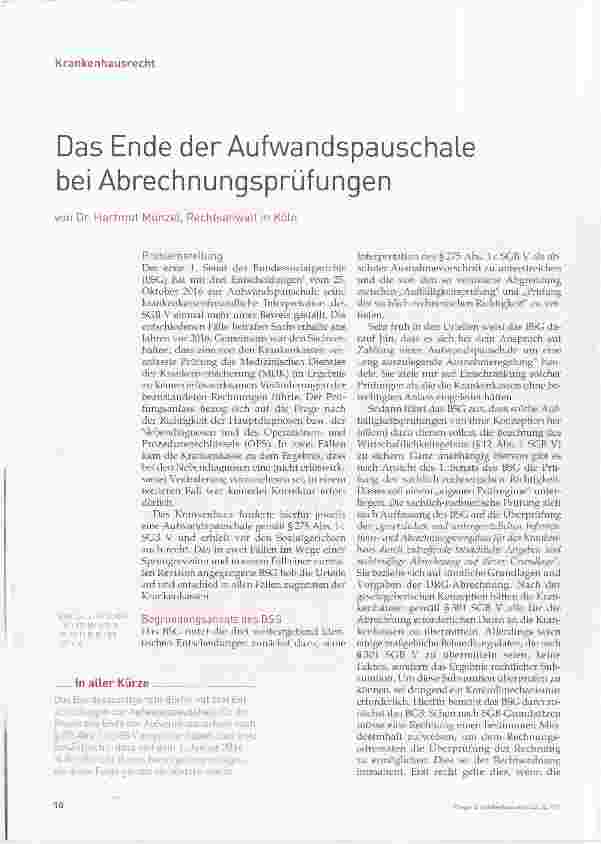 Vorschauseite 1: Das Ende der Aufwandspauschale bei Abrechnungsprüfungen