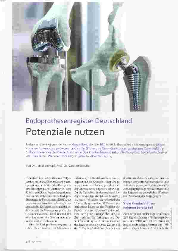 Vorschauseite 1: Endoprothesenregister Deutschland Potenziale nutzen