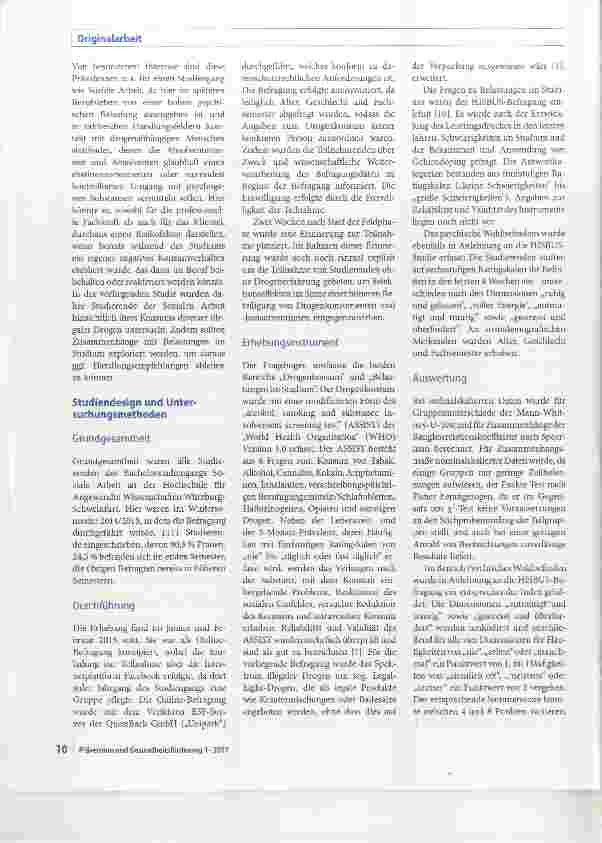 Vorschauseite 2: Drogen konsum unter Studierenden der Sozialen Arbeit