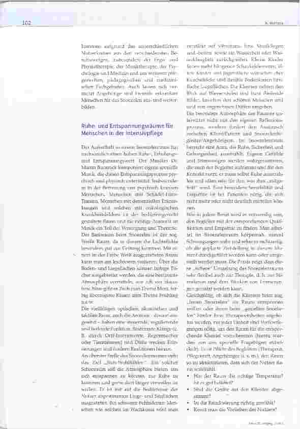 Vorschauseite 2: Snoezelen in der Intensivpflege?