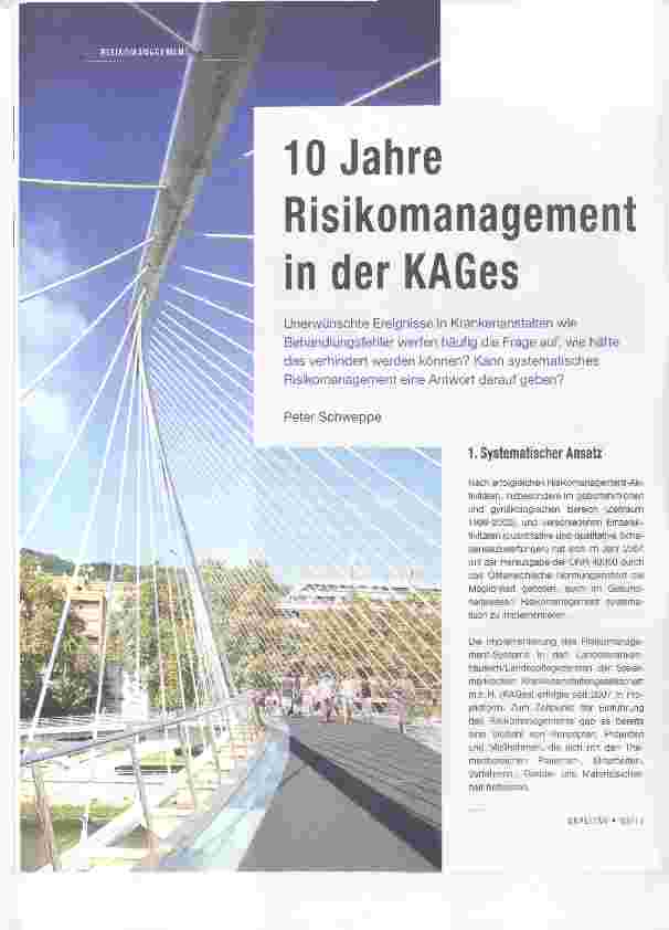 Vorschauseite 1: 10 Jahre Risikomanagement in der KAGes