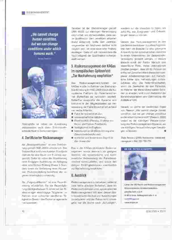 Vorschauseite 3: 10 Jahre Risikomanagement in der KAGes