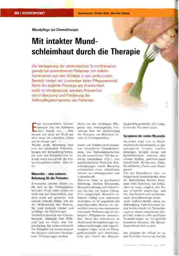Vorschauseite 1: Mit intakter Mundschleimhaut durch die Therapie