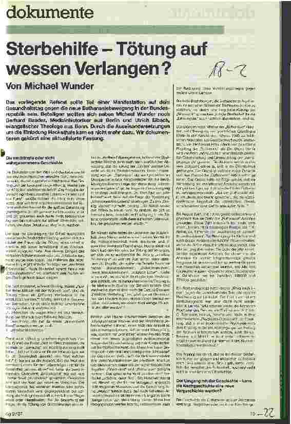 Vorschauseite 1: Sterbehilfe - Tötung auf wessen Verlangen?