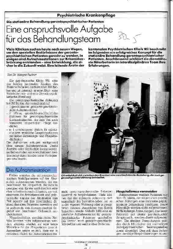 Vorschauseite 1: Eine anspruchsvolle Aufgabe für das Bahandlungsteam Die stationäre Behandlung gerontopsychiatrischer Patienten