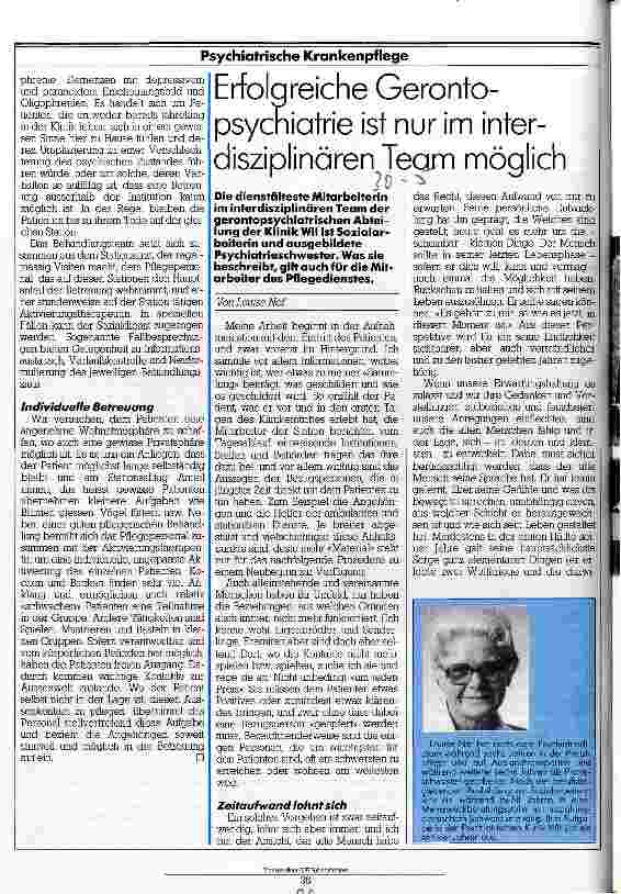 Vorschauseite 3: Eine anspruchsvolle Aufgabe für das Bahandlungsteam Die stationäre Behandlung gerontopsychiatrischer Patienten