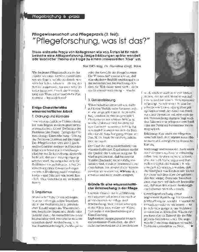 Vorschauseite 1: Pflegewissenschaft und Pflegepraxis (2 Teil): Pflegeforschung, was ist das?