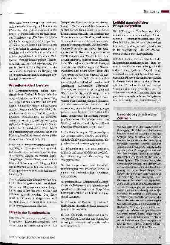 Vorschauseite 2: Mit dem Team nach Lösungen suchen Gerontopsychiatrisches Zentrum Münster Fallbezogene Beratung für Mitarbeiter in der Altenhilfe