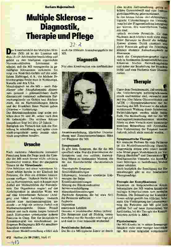 Vorschauseite 1: Multiple Sklerose - Diagnostik, Therapie und Pflege