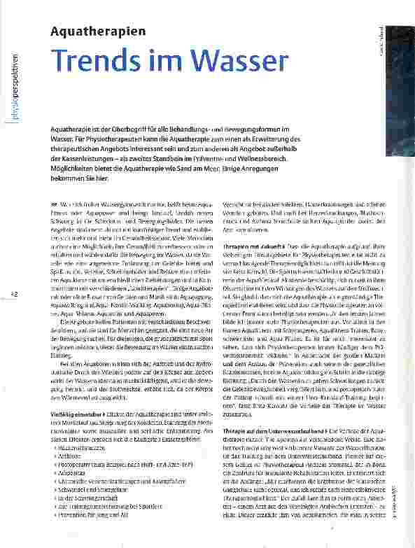 Vorschauseite 1: Aquatherapien Trends im Wasser