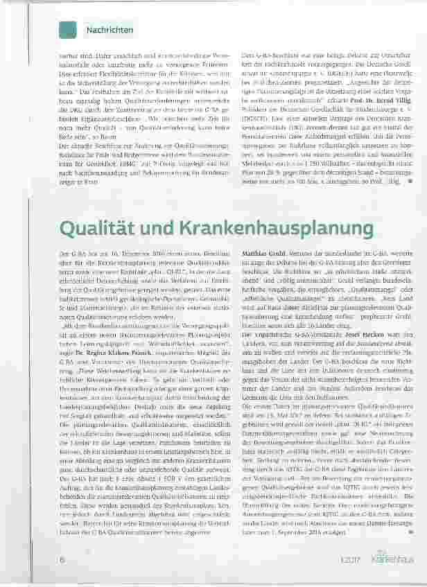 Vorschauseite 2: Personalanforderungen an die Intensivpflege in Perinatalzentren