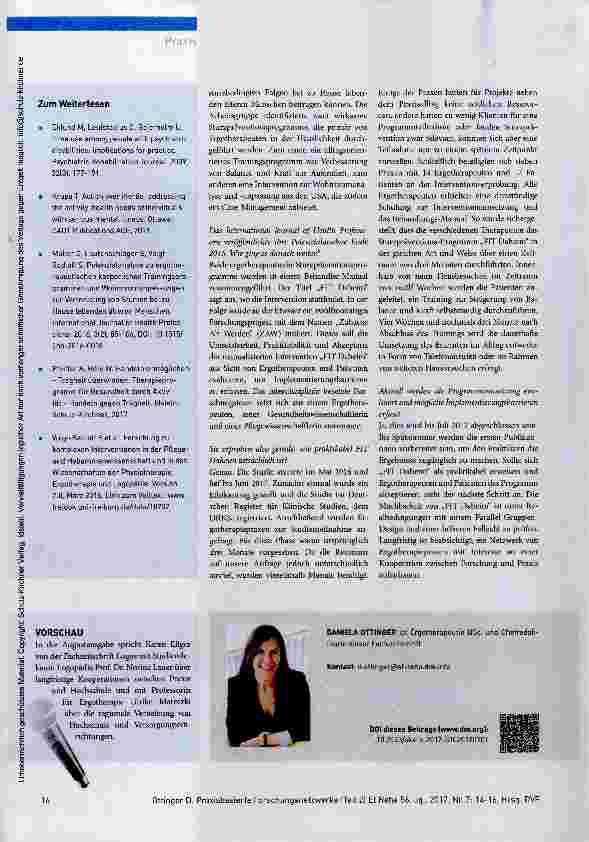 Vorschauseite 3: Studierende und Ergotherapiepraxen in Forschung einbinden Praxisbasierte Forschungsnetzwerke (Teil 2)