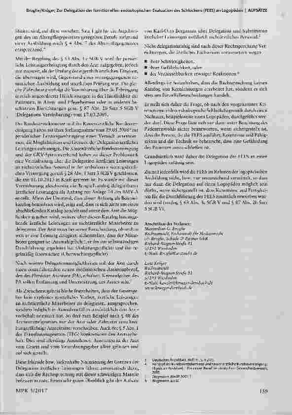 Vorschauseite 2: Zur Delegation der funktionellen endoskopischen Evaluation des Schluckens (FEES) an Logopäden