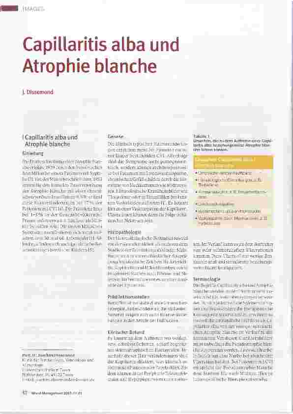 Vorschauseite 1: Capillaritis alba und Atrophie blanche