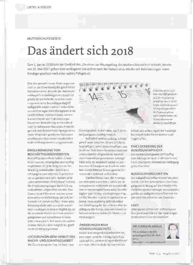 Vorschauseite 1: Das ändert sich 2018