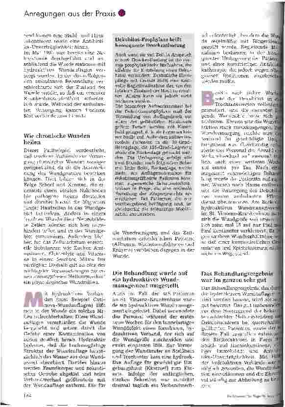 Vorschauseite 2: Adäquate Wundversorgung bedeutet feuchte Wundversorgung Dekubitus-Therapie mit hydroaktiven Verbänden