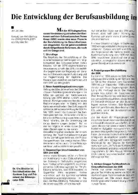Vorschauseite 1: Die Entwicklung der Berufsausbildung im Gesundheitswesen von 1976 - 1996