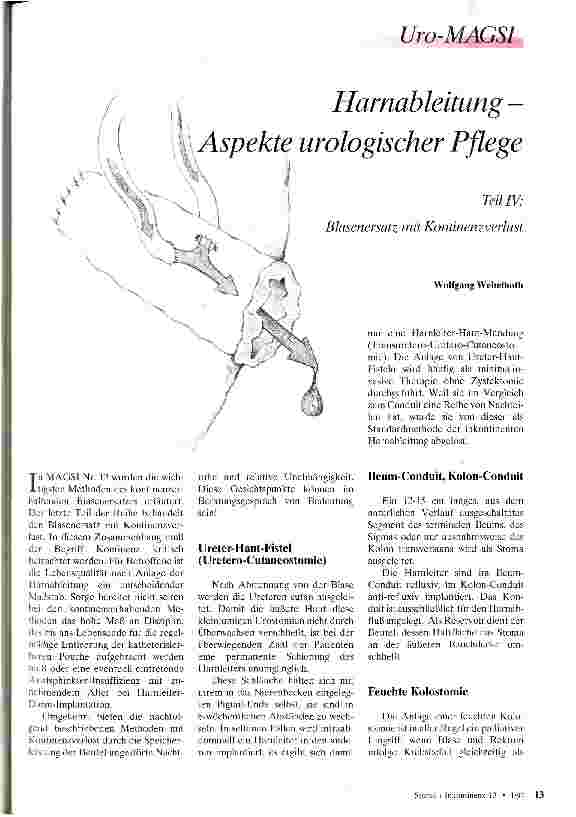 Vorschauseite 1: Harnableitung - Aspekte urologischer Pflege Teil IV: Blasenersatz mit Kontinenzverlust