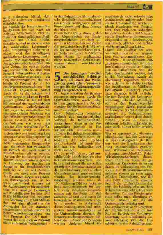 Vorschauseite 3: Reha 97 Die Bundesregierung behauptet ... Tatsache ist jedoch ...