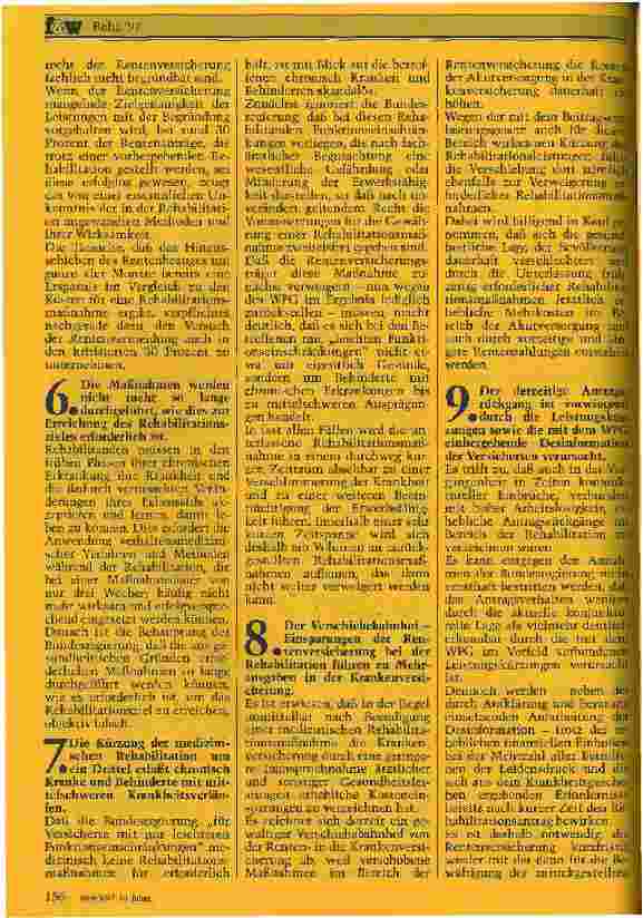 Vorschauseite 4: Reha 97 Die Bundesregierung behauptet ... Tatsache ist jedoch ...