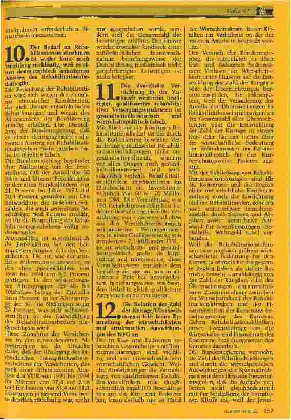 Vorschauseite 5: Reha 97 Die Bundesregierung behauptet ... Tatsache ist jedoch ...