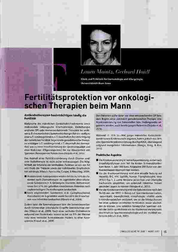Vorschauseite 1: Fertilitätsprotektion vor onkologischen Therapien beim Mann