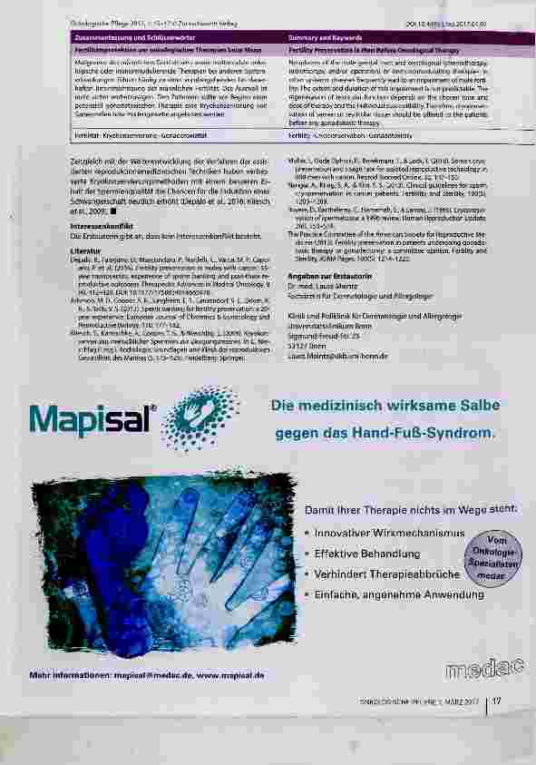 Vorschauseite 3: Fertilitätsprotektion vor onkologischen Therapien beim Mann