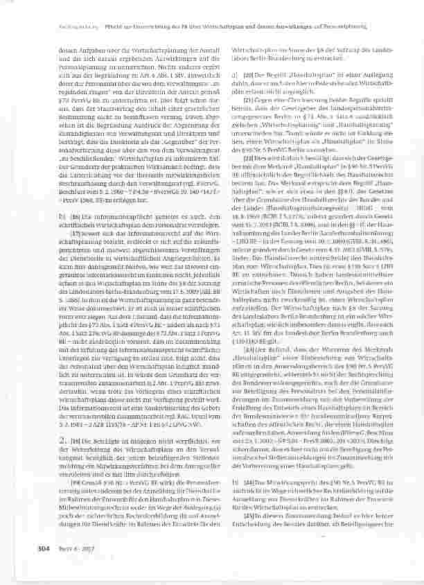 Vorschauseite 4: Pflicht zur Unterrichtung des Personalrates über Wirtschaftsplan und dessen Auswirkungen auf Personalplanung