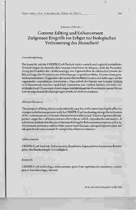 Vorschauseite 1: Genome Editing und Enhancement Zielgenaue Eingriffe ins Erbgut zur biologischen Verbesserung des Menschen