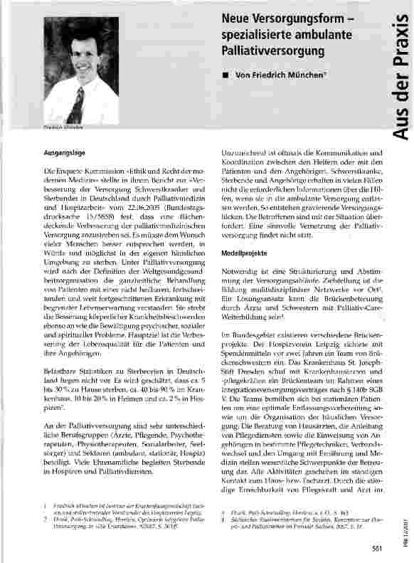 Vorschauseite 1: Neue Versorgungsform -spezialisierte ambulante Palliativversorgung