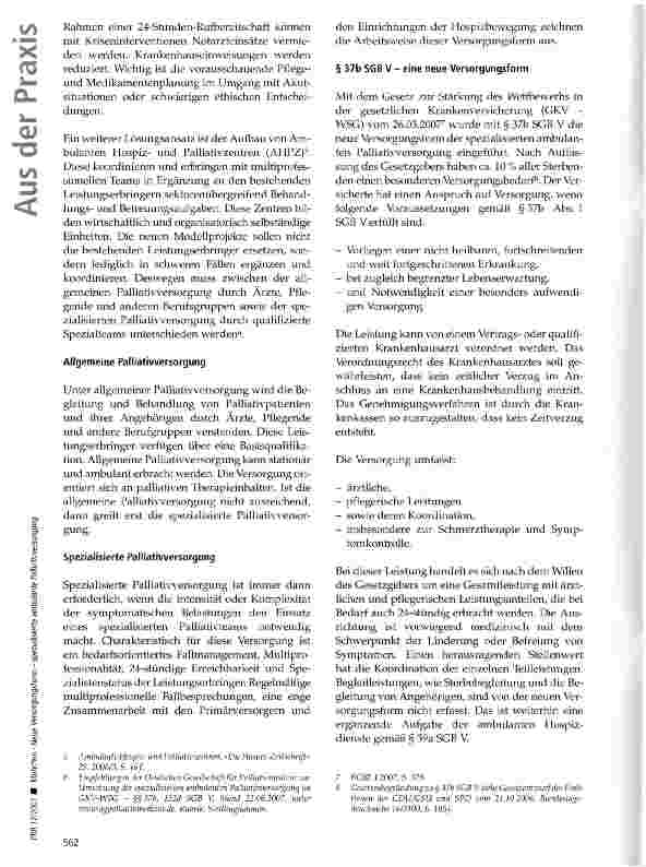 Vorschauseite 2: Neue Versorgungsform -spezialisierte ambulante Palliativversorgung
