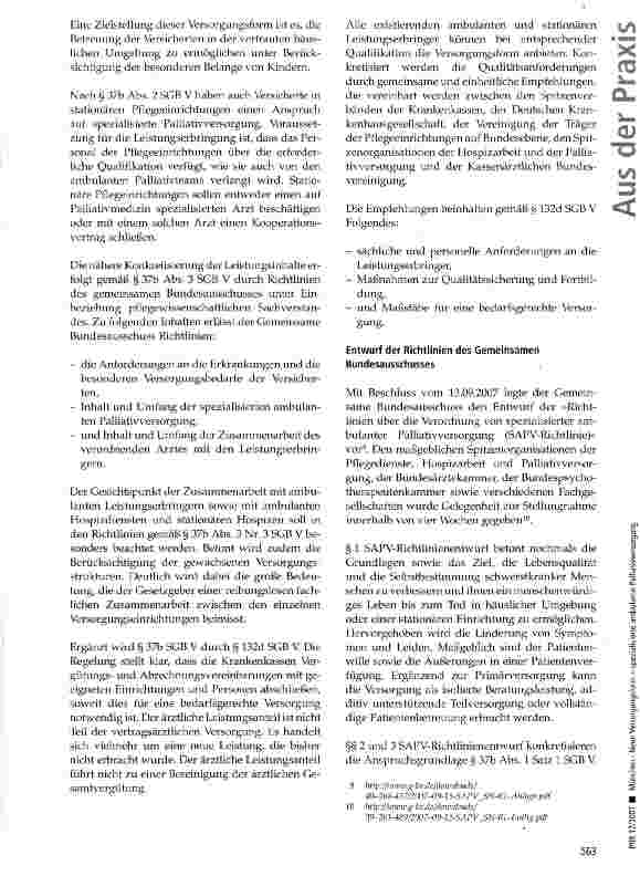 Vorschauseite 3: Neue Versorgungsform -spezialisierte ambulante Palliativversorgung