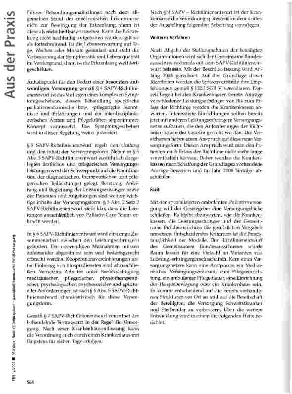 Vorschauseite 4: Neue Versorgungsform -spezialisierte ambulante Palliativversorgung