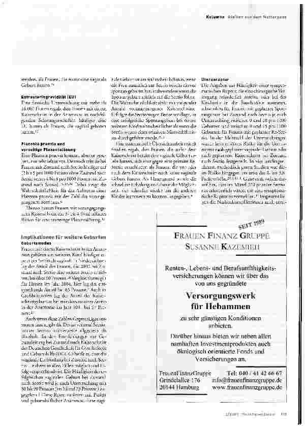 Vorschauseite 2: Einmal Sectio - Immer Sectio?