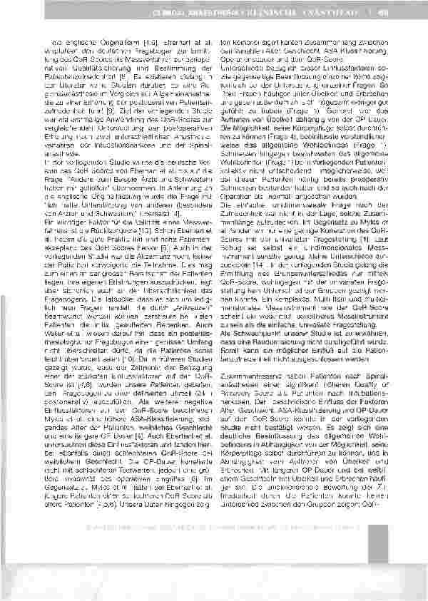 Vorschauseite 5: Klinische Anwendung des Quality of Recovery-Scores