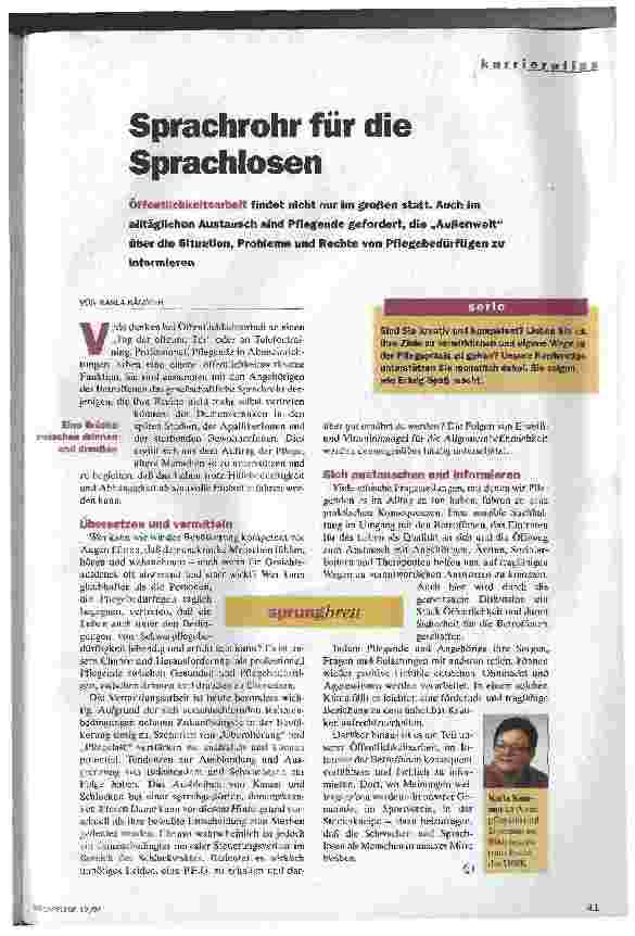 Vorschauseite 1: Sprachrohr für die Sprachlosen
