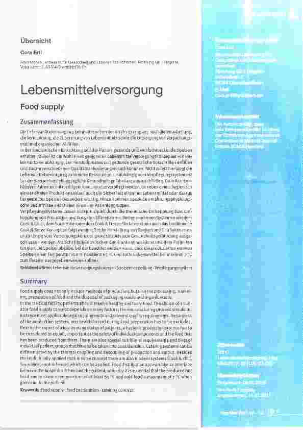 Vorschauseite 1: Lebensmittelversorgung
