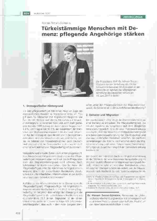 Vorschauseite 1: Türkeistämmige Menschen mit Demenz: pflegende Angehörige stärken